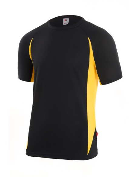 CAMISETA TECNICA BICOLOR M/C. NEGRO/AMARILLO TALLA S-3XL